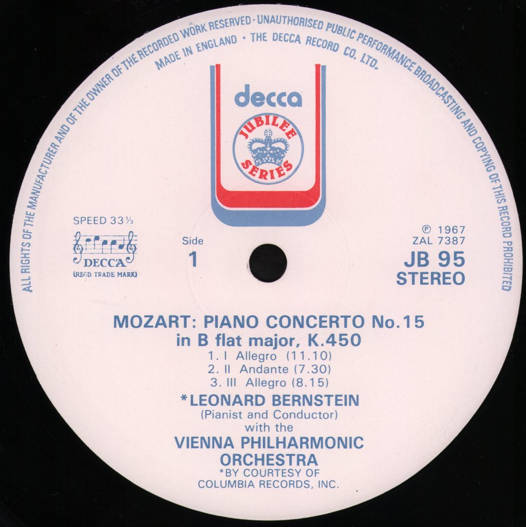 Leonard Bernstein / Vienna / Wiener Philharmonic - Mozart - Piano Concerto No 15 / Symphony No 36 - Lp
