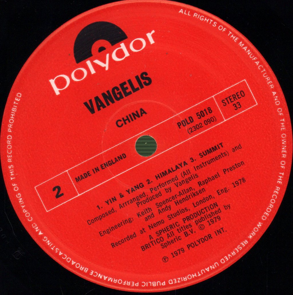 Vangelis - China - Lp