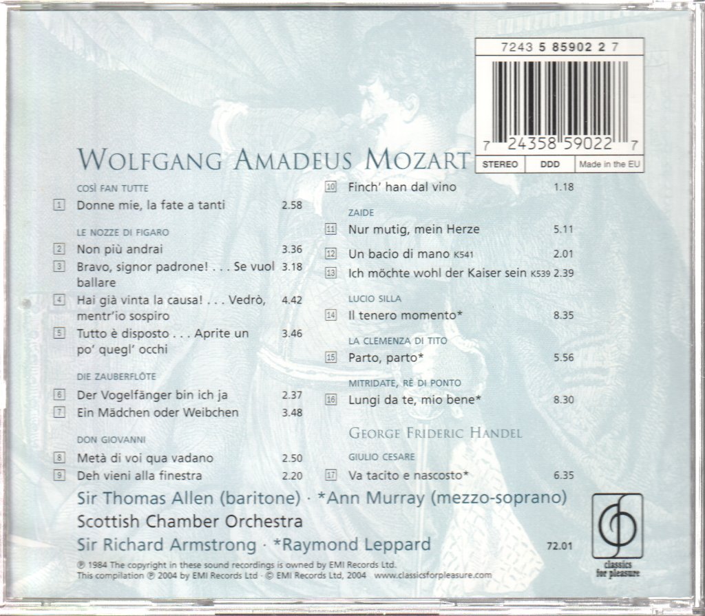 Scottish Chamber Orchestra, Sir Thomas Allen - Mozart - Opera Arias - Cd