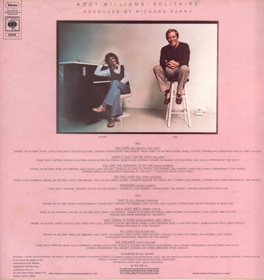 Andy Williams - Solitaire - Lp
