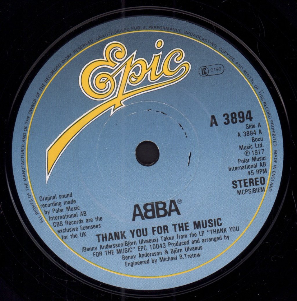 ABBA - Thank You For The Music - 7 Inch