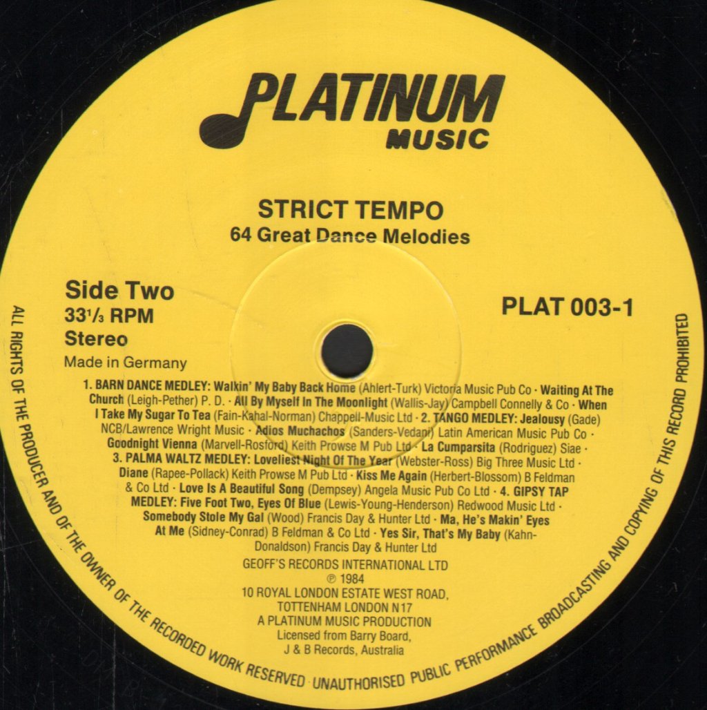 Platinum Dance Orchestra - Strict Tempo - Double Lp