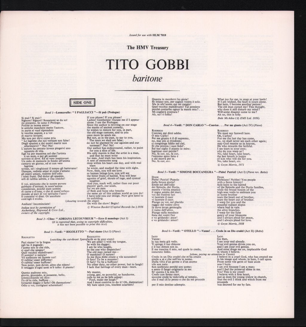 Tito Gobbi - Tito Gobbi - Lp