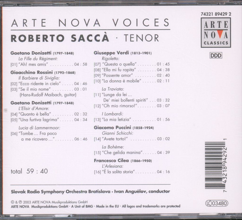 Roberto Saccà - Portrait - Cd