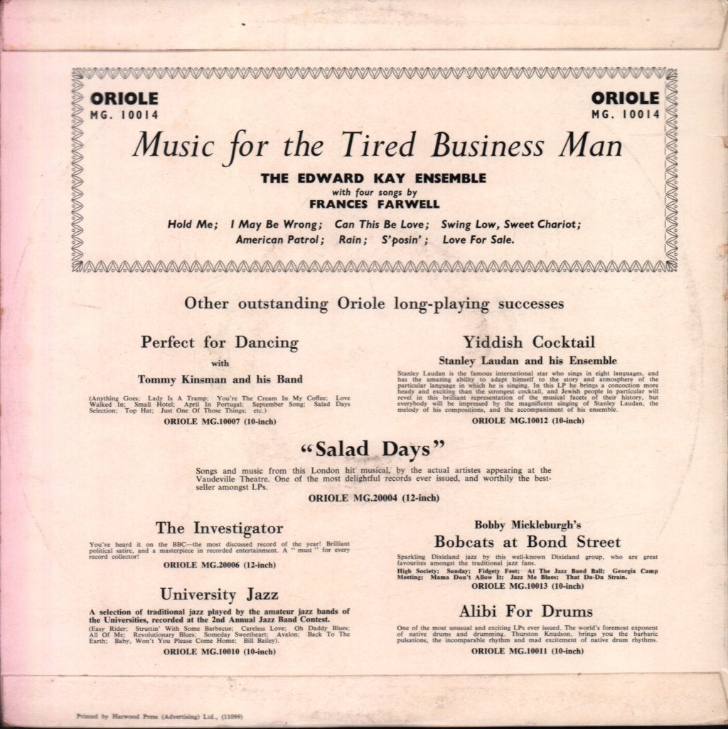 edward kay ensemble / frances farwell - music for the tired business man - 10 Inch