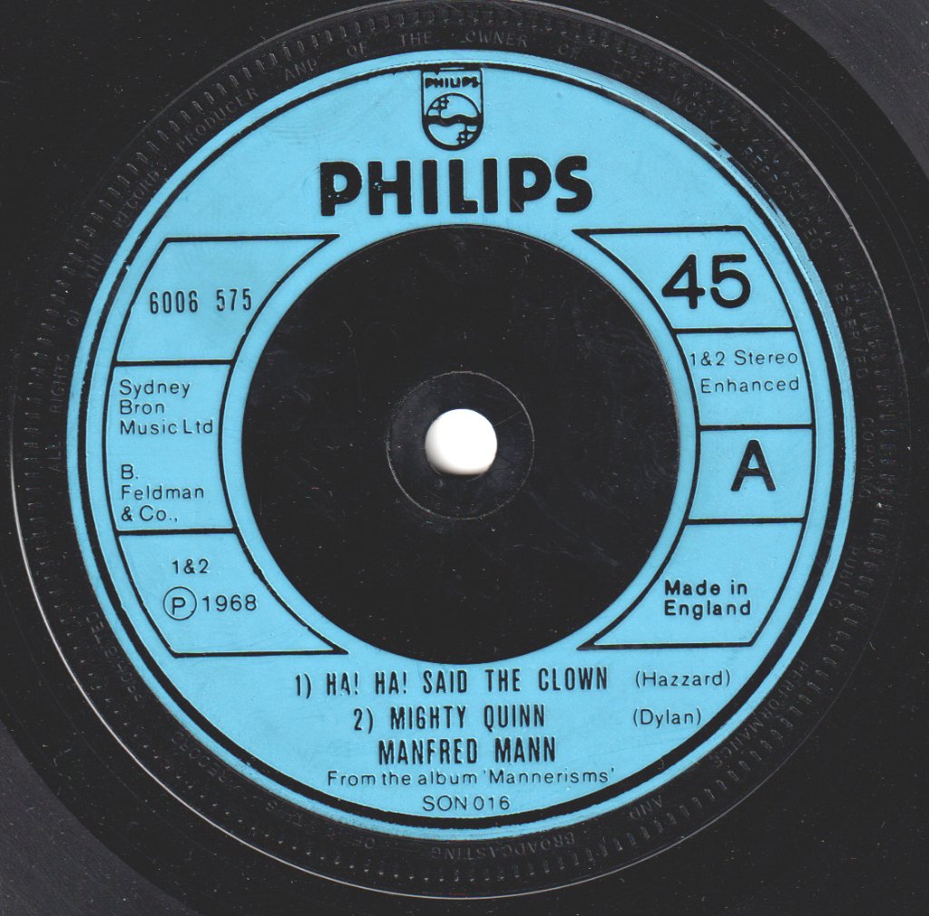 Manfred Mann - Ha Ha Said The Clown - 7 Inch
