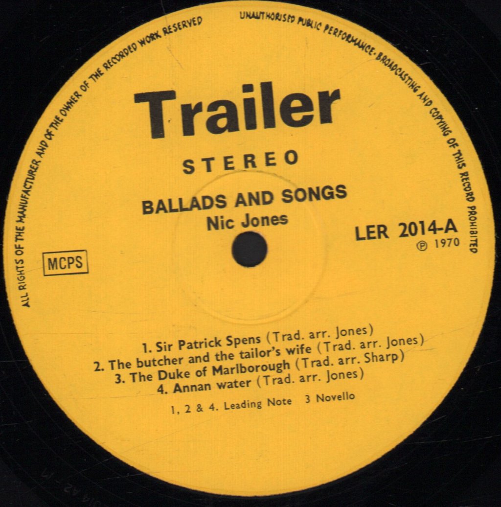 Nic Jones - Ballads And Songs - Lp