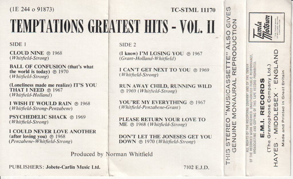 Temptations - Greatest Hits - Vol. II - Cassette
