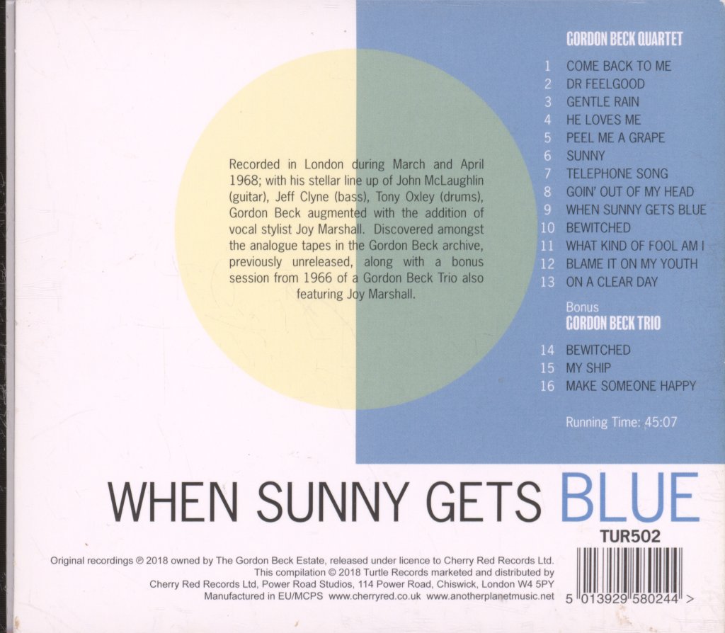 Gordon Beck Quartet - When Sunny Gets Blue (Spring '68 Sessions) - Cd