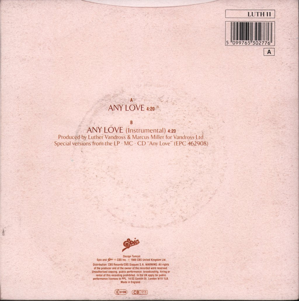 Luther Vandross - Any Love - 7 Inch