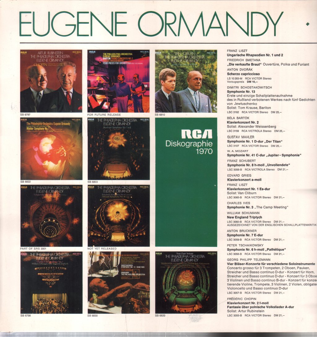 Eugene Ormandy / Philadelphia Orchestra - Liszt Dvorak Smetana - Lp