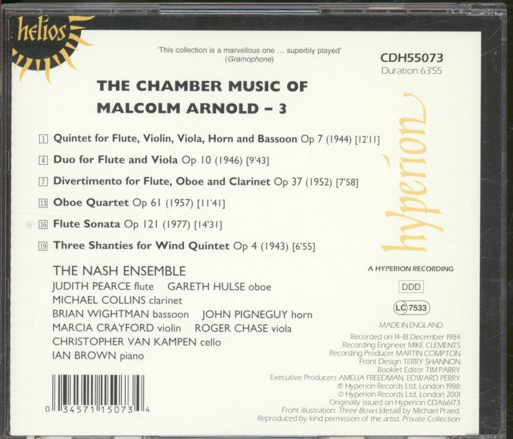 Nash Ensemble - Chamber Music Of Malcolm Arnold - 3 - Cd