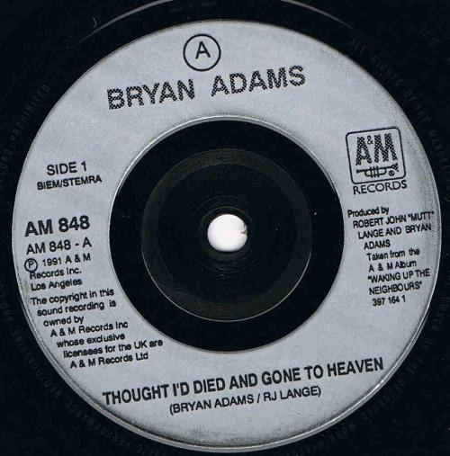 Bryan Adams - Thought I'd Died And Gone To Heaven - 7 Inch