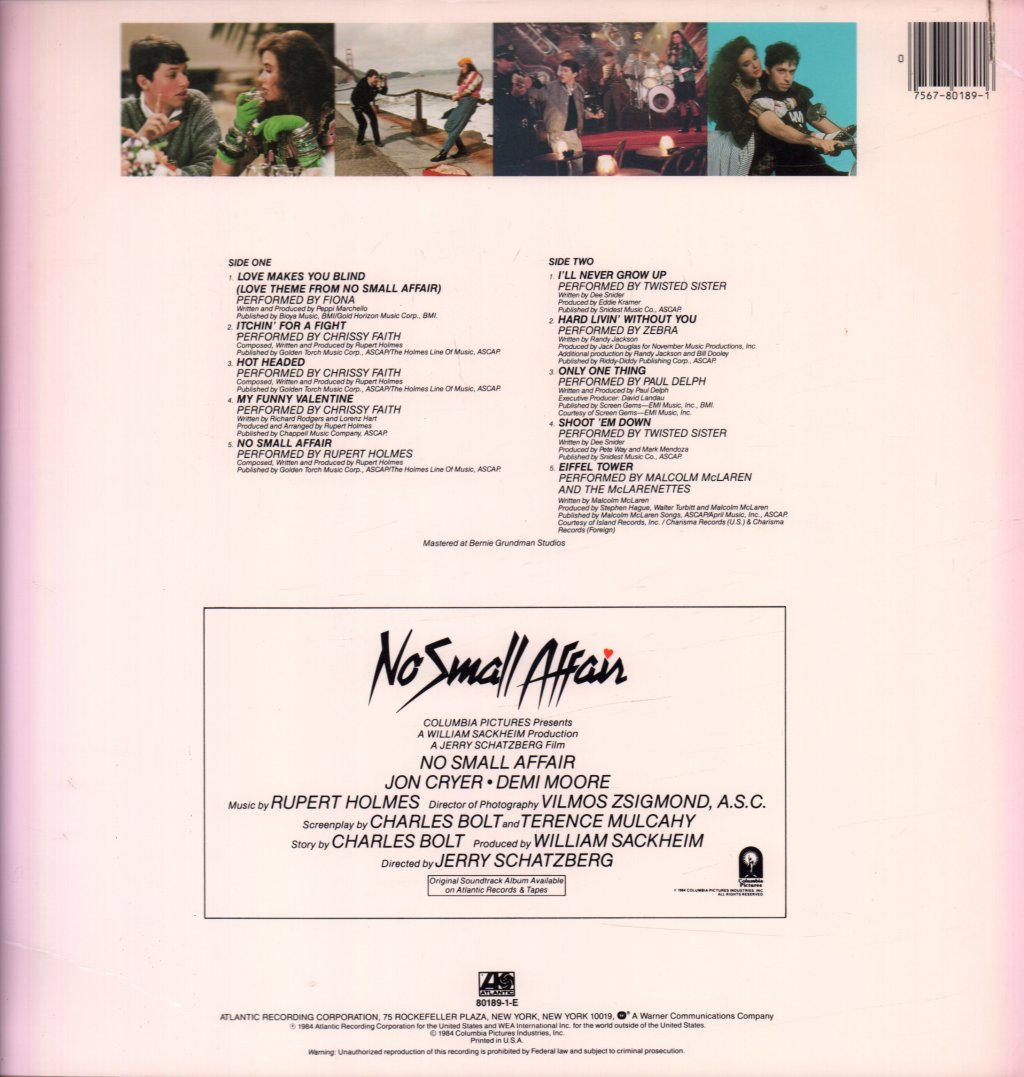 Various Artists - No Small Affair Original Motion Picture Soundtrack - Lp