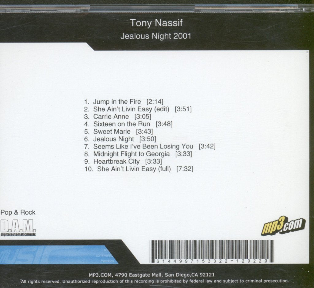 Tony Nassif - Jealous Night 2001 - Cdr