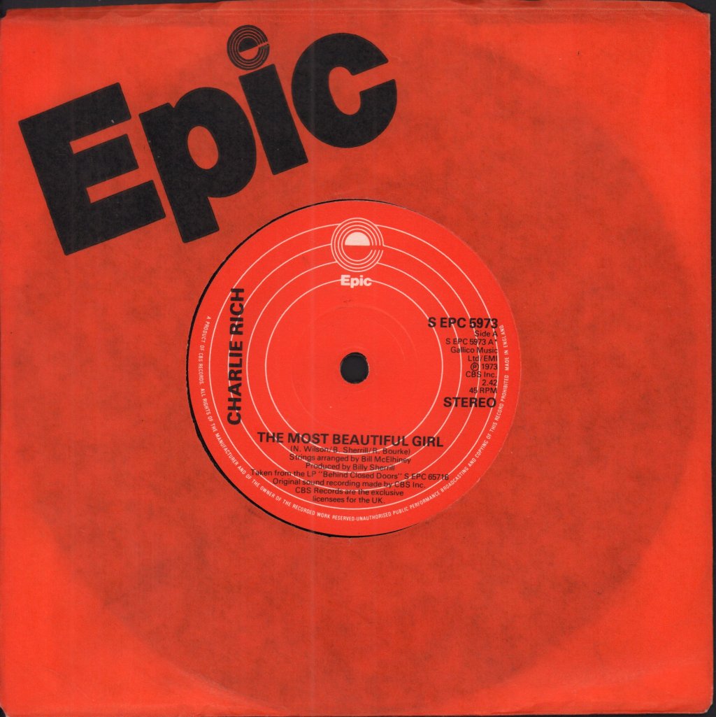 Charlie Rich - Most Beautiful Girl - 7 Inch