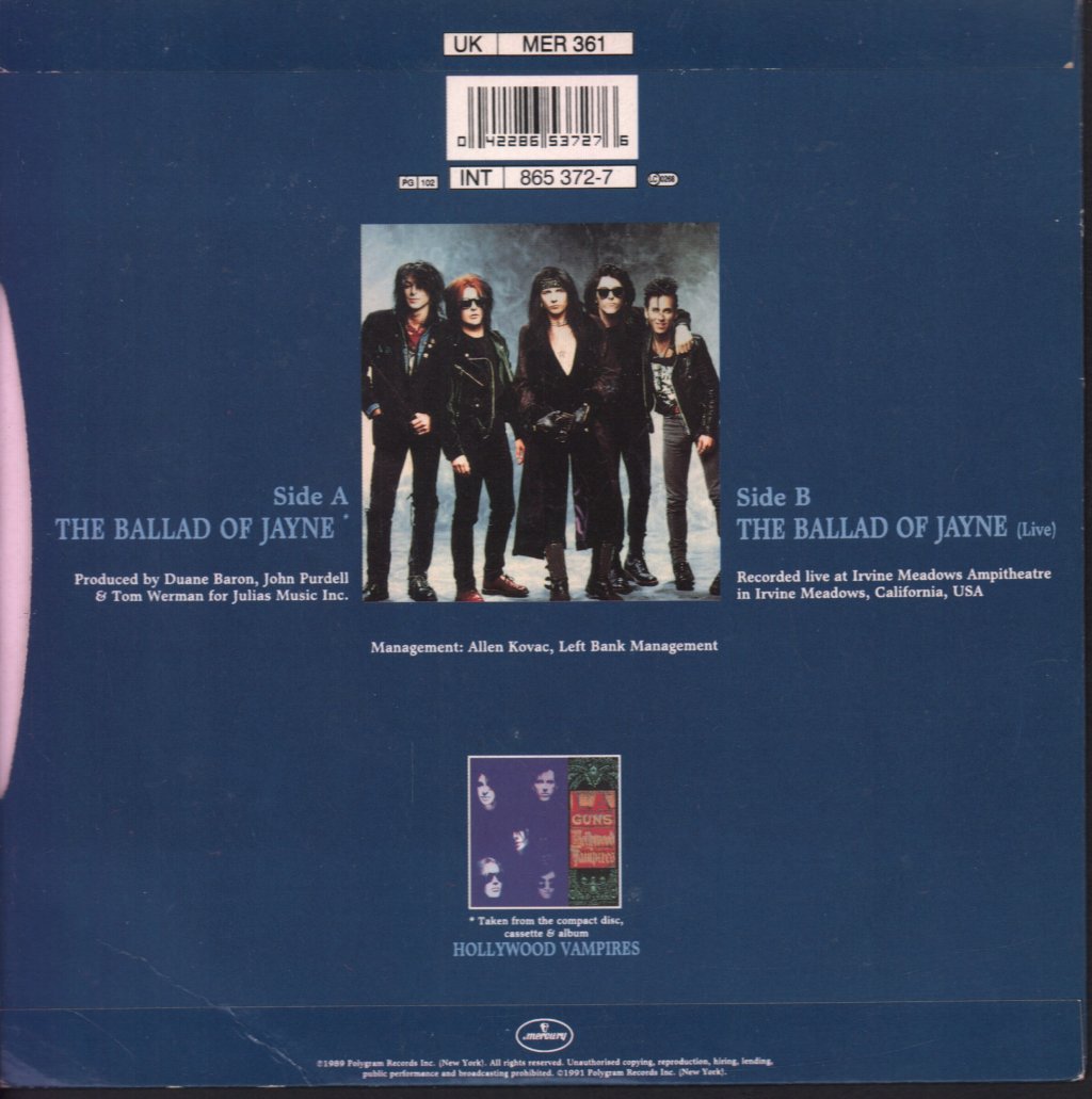 LA Guns - Ballad Of Jayne - 7 Inch