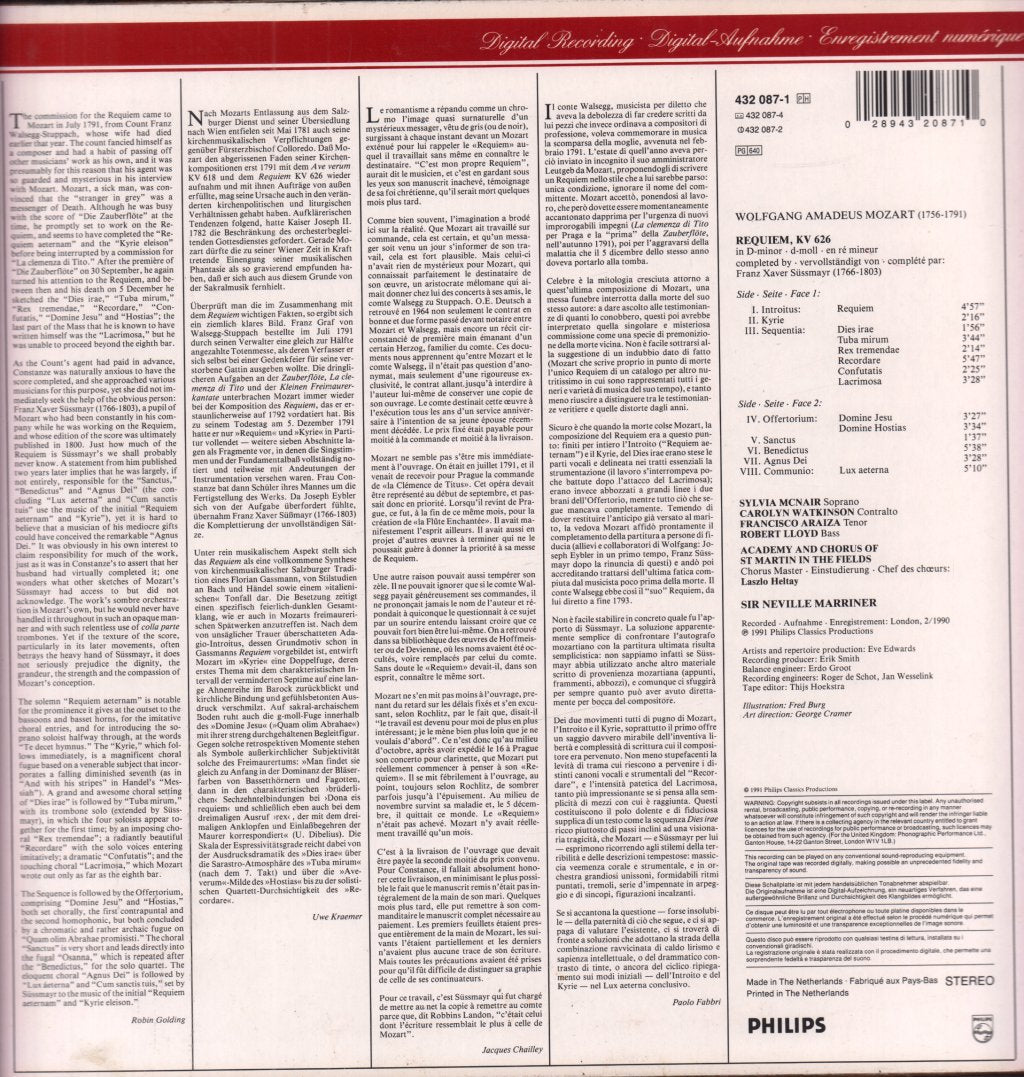Academy Of St. Martin-in-the-Fields - mozart Requiem - Lp