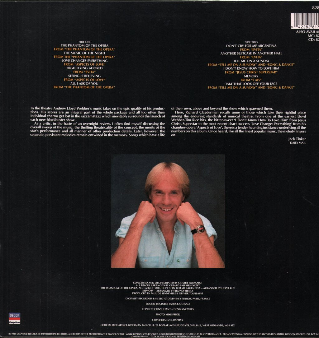 Richard Clayderman - Love Songs Of Andrew Lloyd Webber - Lp