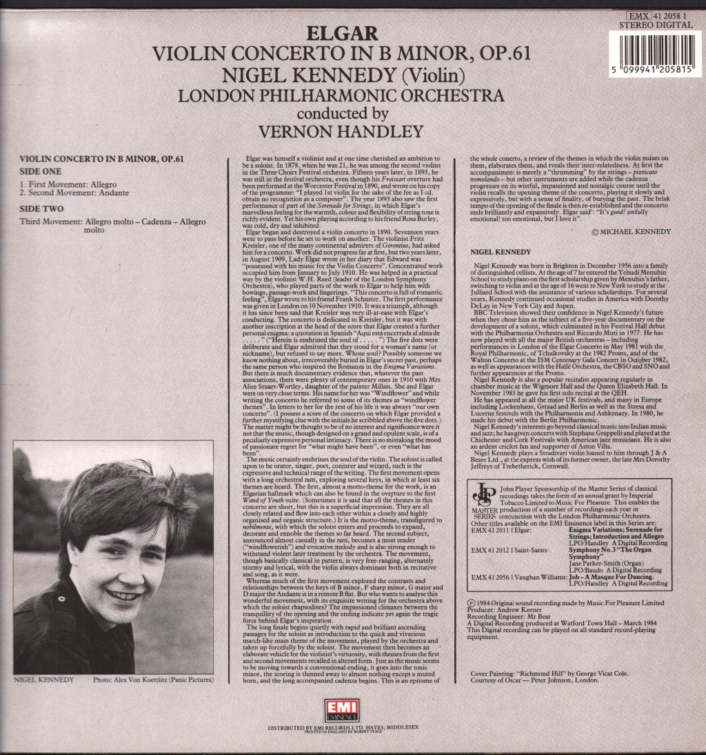 Nigel Kennedy - Elgar Violin Concerto - Lp