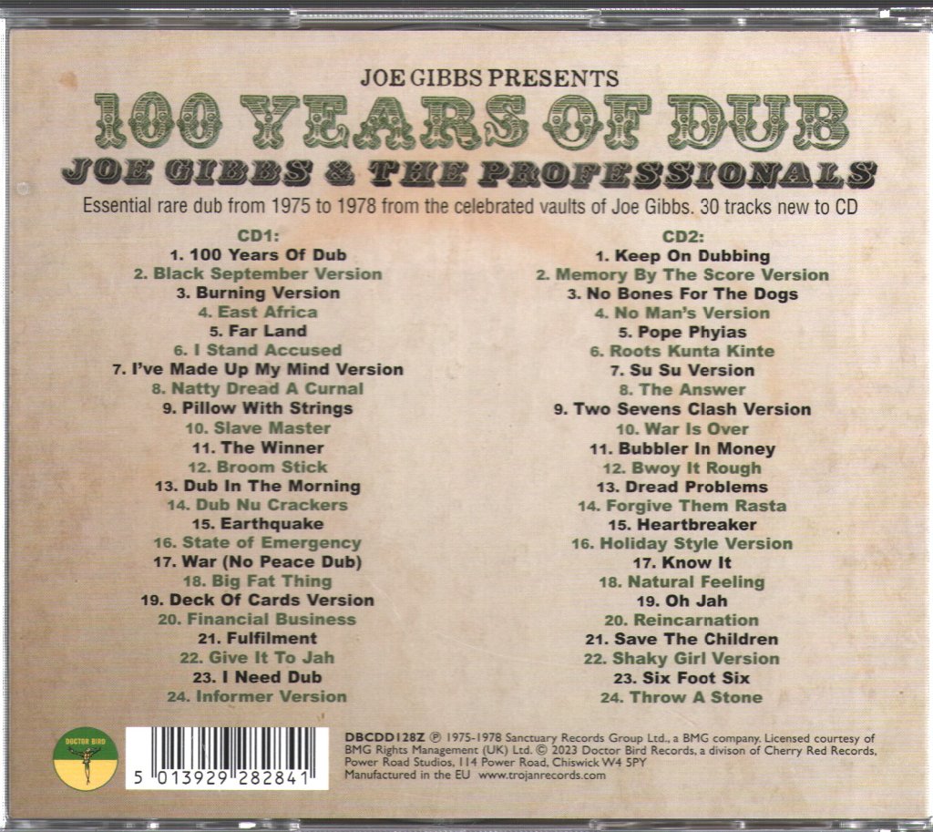 Joe Gibbs & The Professionals - 100 Years Of Dub - Double Cd