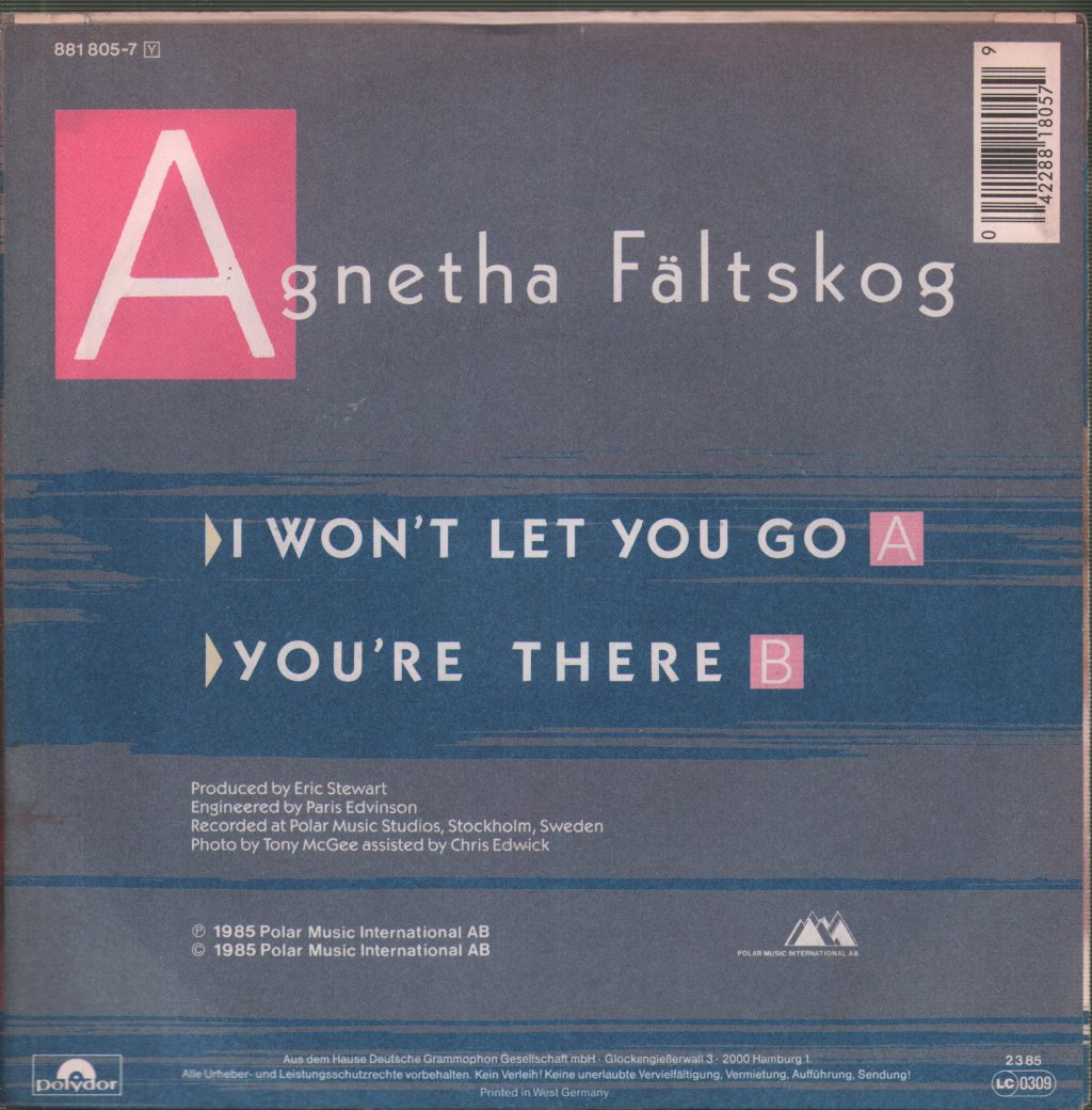 Agnetha Faltskog - I Won't Let You Go - 7 Inch