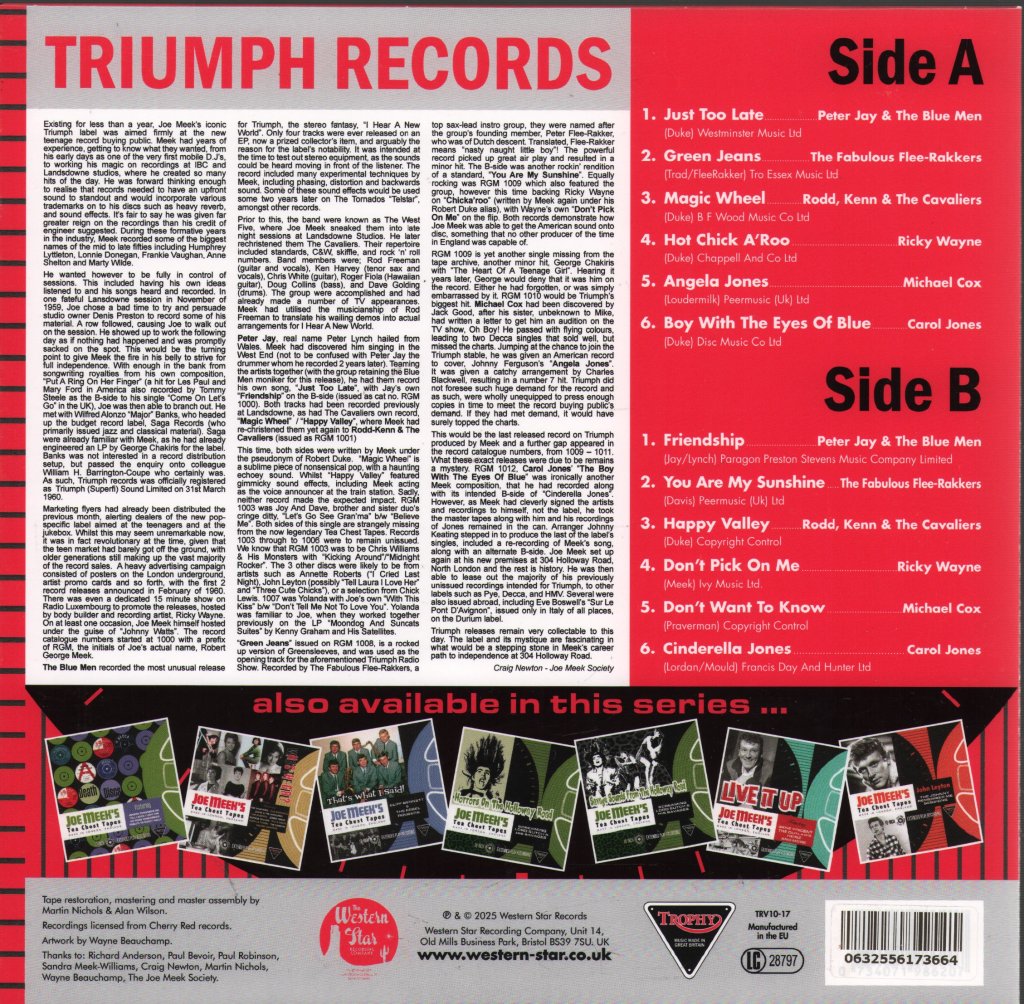 Various Artists - Joe Meek’s Tea Chest Tapes: Triumph A's & B's - 10 Inch