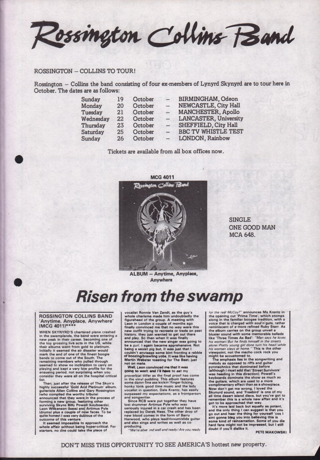 Mca News fist quartz wishbone ash tygers of pan tang white spirit steppenwolf trooper rossington collins band - newsletter - Newsletter