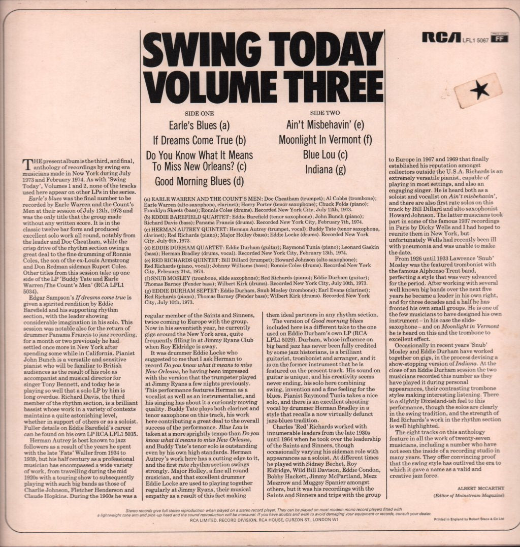 Various Artists - Swing Today Volume Three - Lp