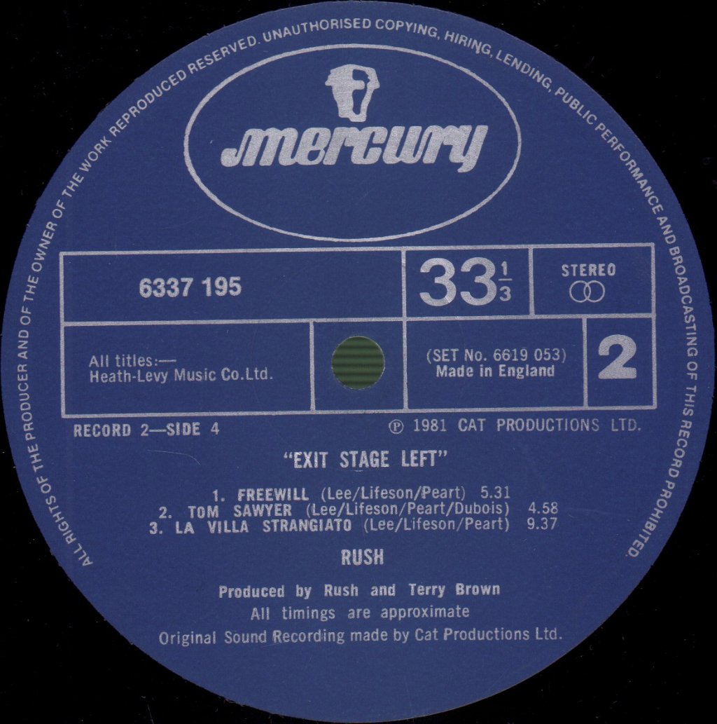 Rush - Exit Stage Left - Double Lp