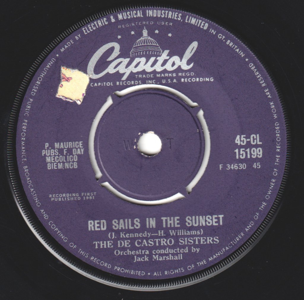 De Castro Sisters - Red Sails In The Sunset - 7 Inch