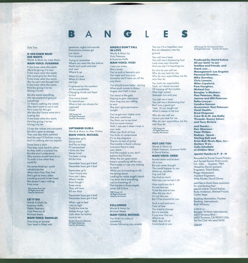 Bangles - Different Light - Lp