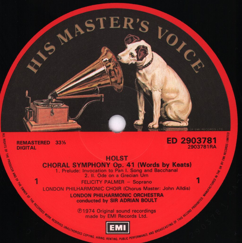 Felicity Palmer / Sir Adrian Boult / London Philharmonic Choir and Orchestra - Holst - Choral Symphony - Lp