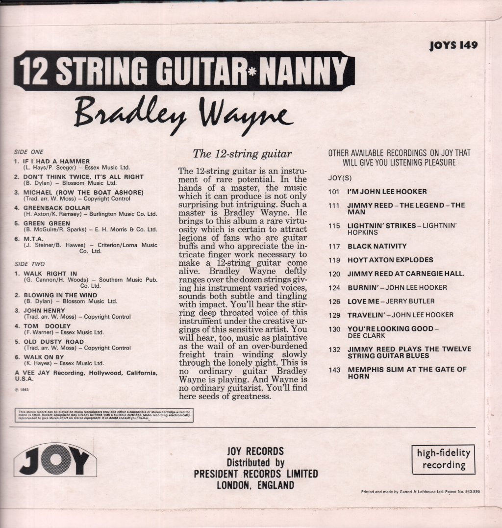 Bradley Wayne - 12 String Guitar Nanny - Lp
