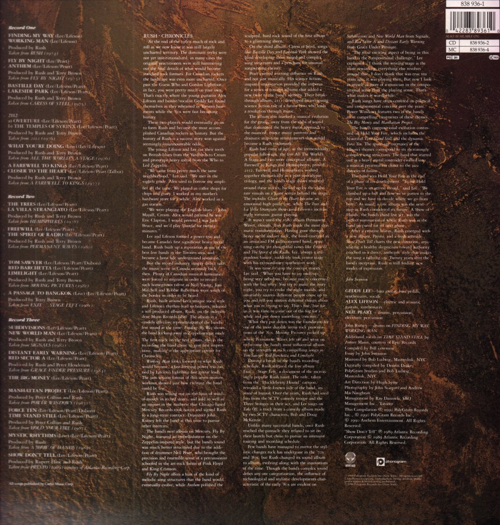 Rush - Chronicles - Triple Lp