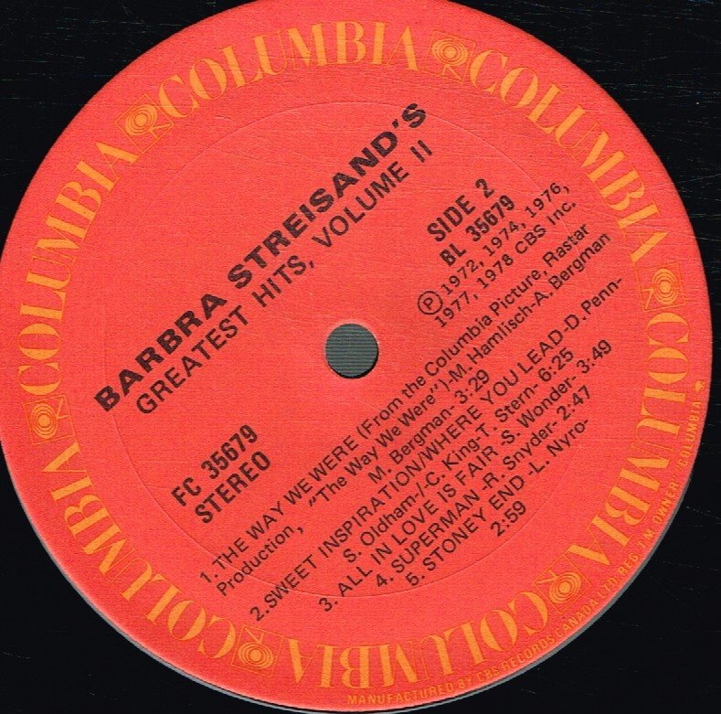 Barbra Streisand - Greatest Hits Volume 2 - Lp