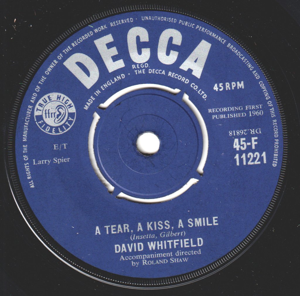 David Whitfield - Angela Mia - 7 Inch