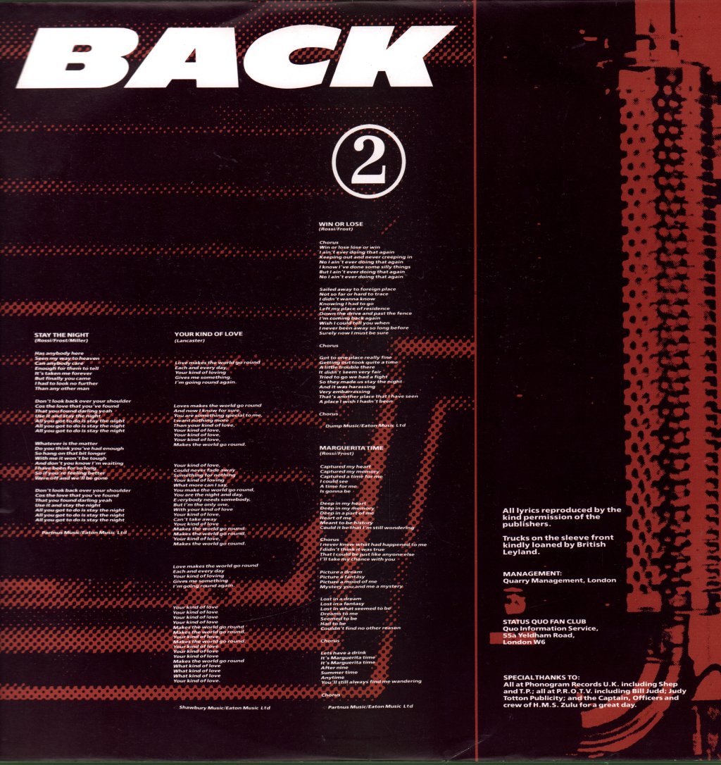Status Quo - Back To Back - Lp