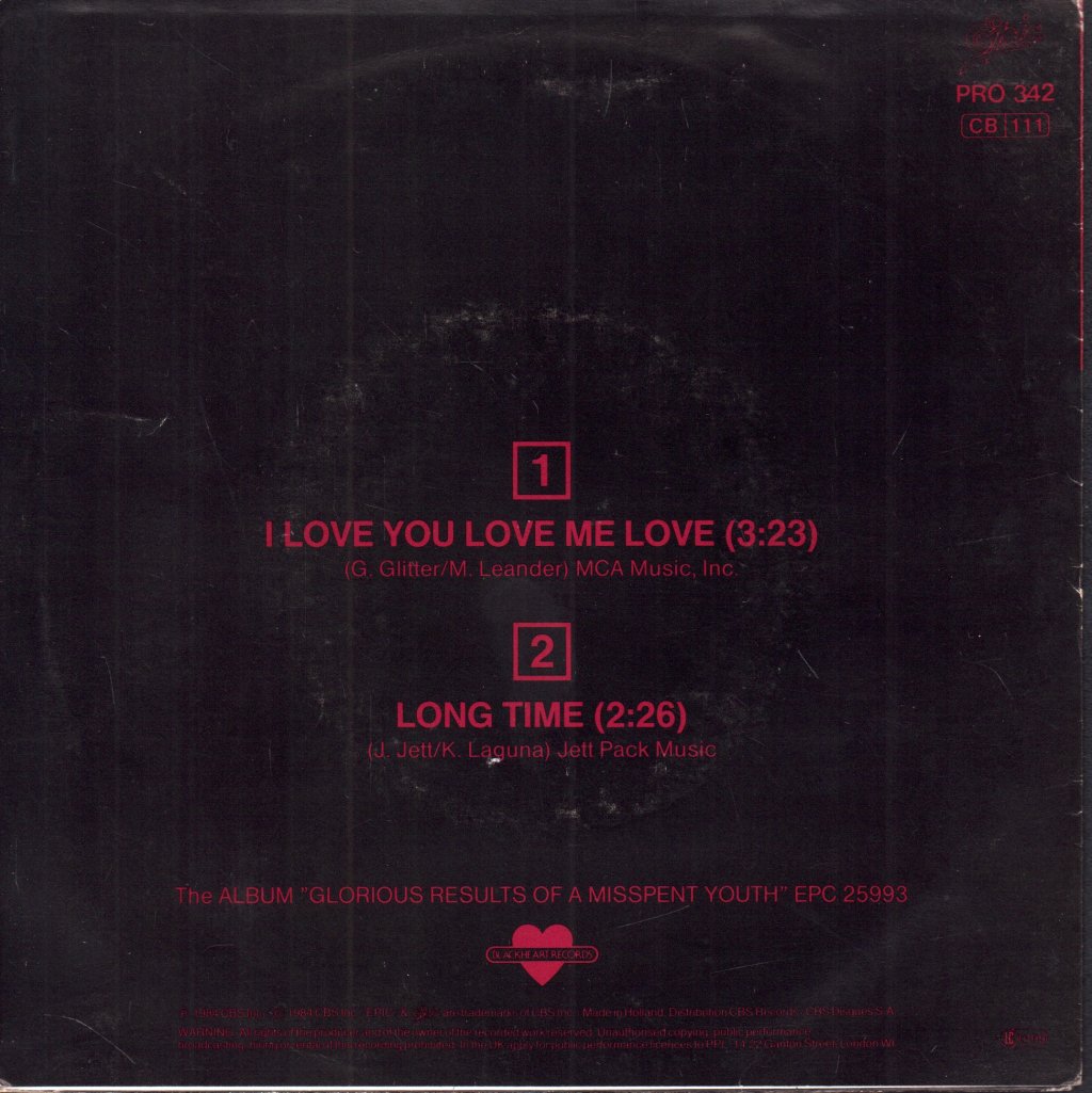 Joan Jett And The Blackhearts - I Love You Love Me Love - 7 Inch