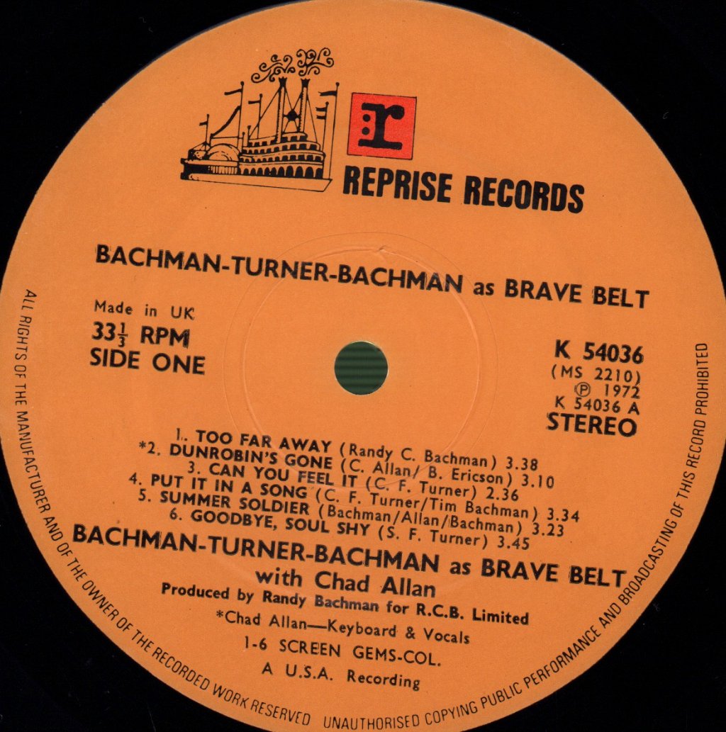 Bachman Turner Bachman - As Brave Belt - Lp