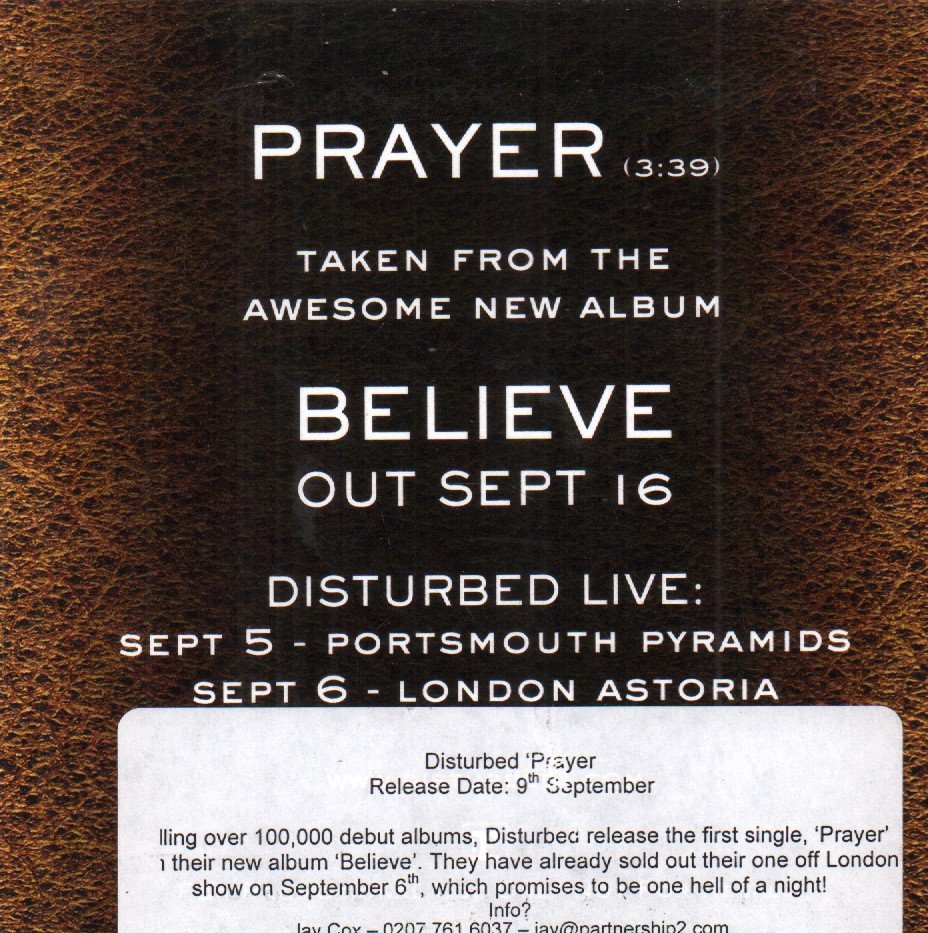 Disturbed - Prayer - Cdr
