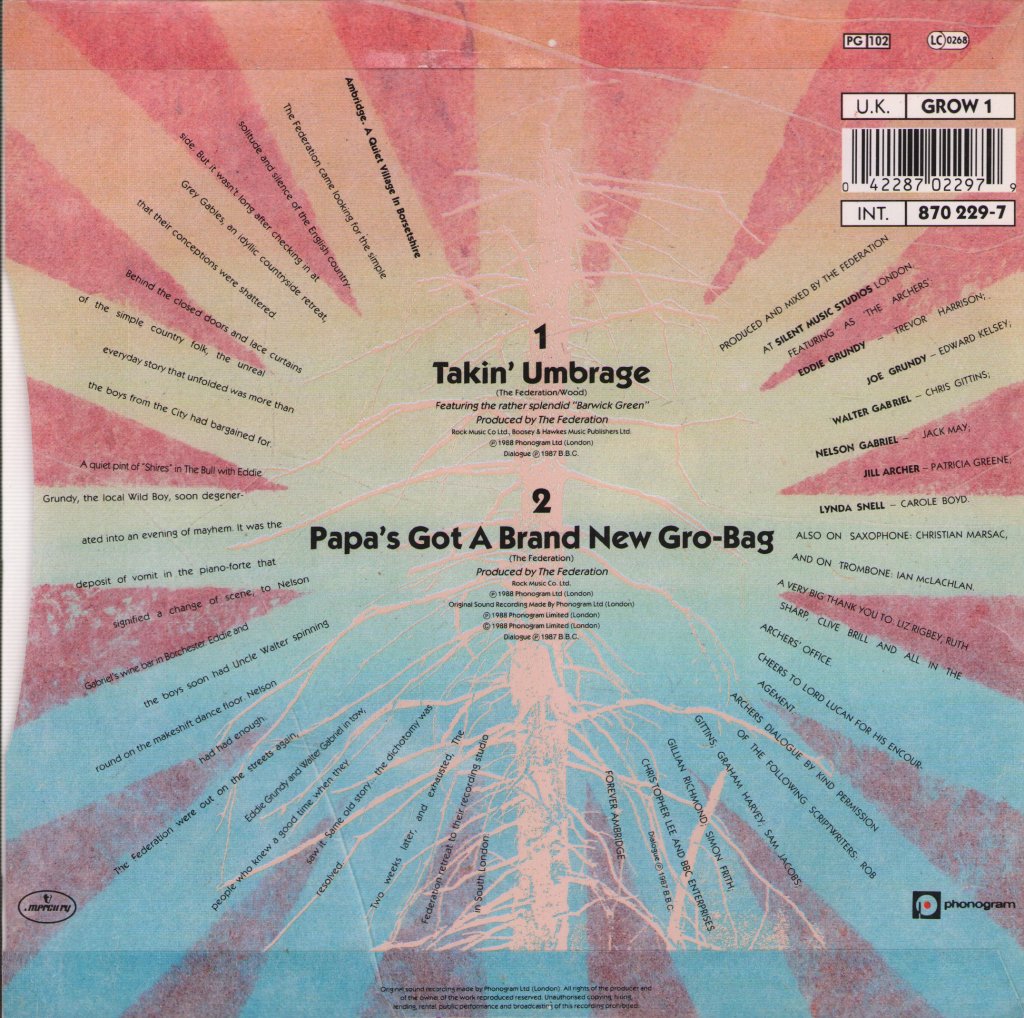 Federation - Takin' Umbrage - 7 Inch