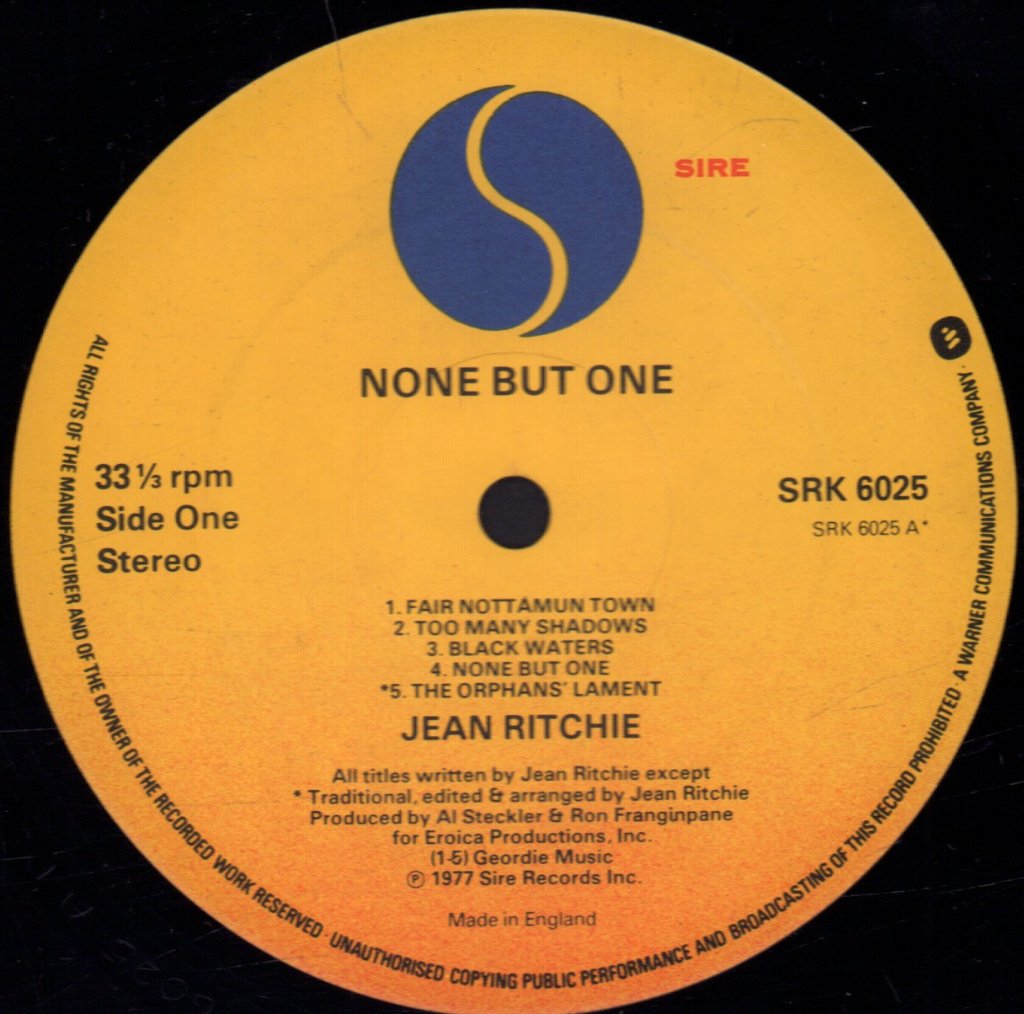 Jean Ritchie - None But One - Lp