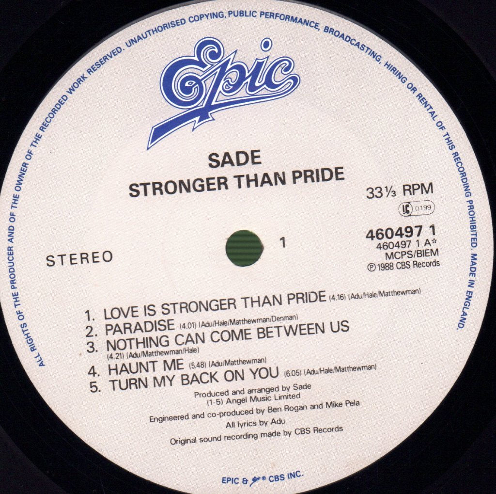 Sade - Stronger Than Pride - Lp