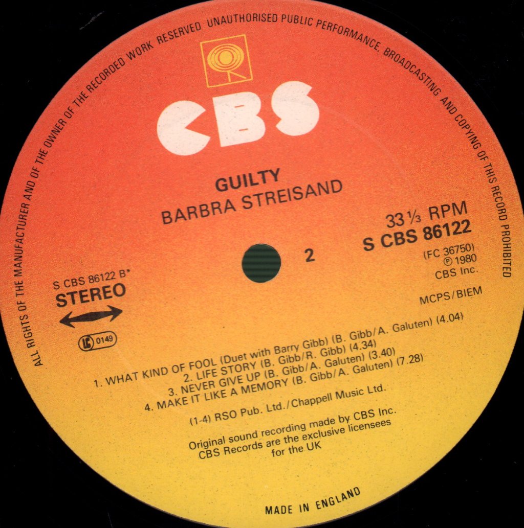 Barbra Streisand - Guilty - Lp