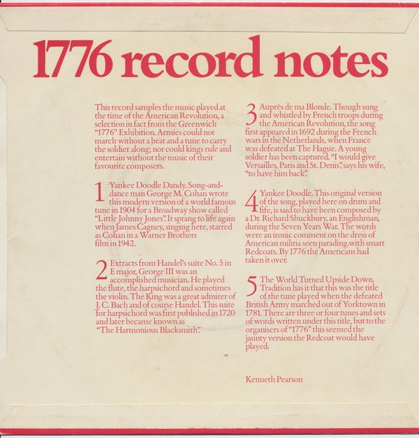 Various Artists - Music of 1776 Featured In The 1776 Exhibition At THe Maritime Museum, Greenwich, London. - 7 Inch