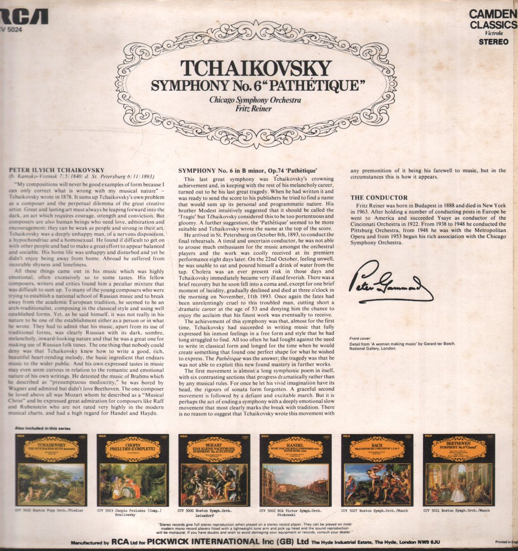 Fritz Reiner / Chicago Symphony Orchestra - Tchaikovsky - Symphony No. 6 "Pathétique" - Lp