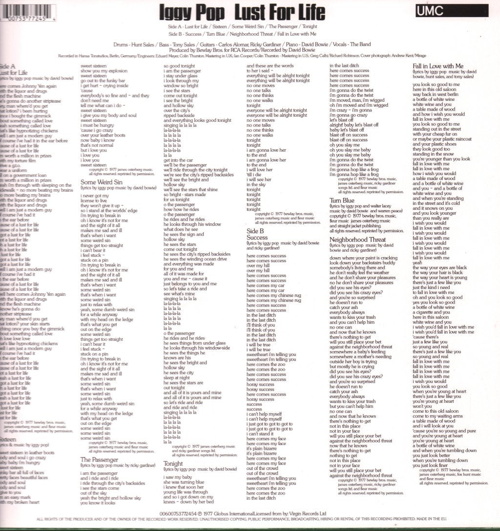 Iggy Pop - Lust For Life - Lp