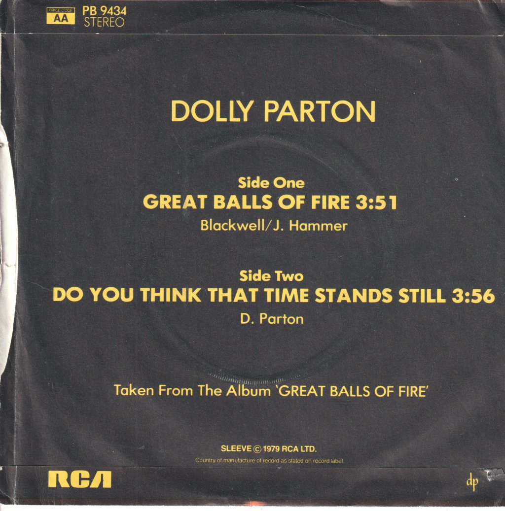 Dolly Parton - Great Balls Of Fire - 7 Inch