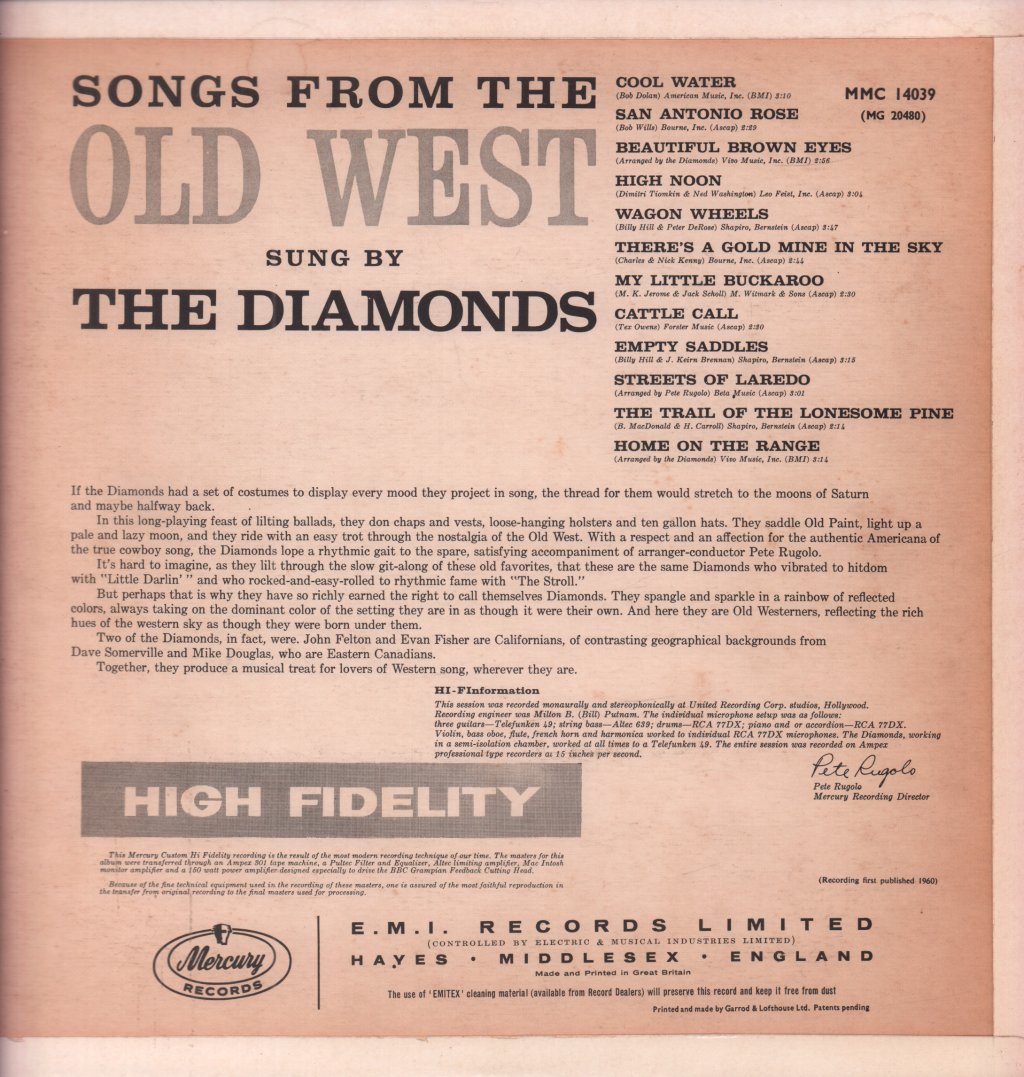 Diamonds - Songs From The Old West - Lp